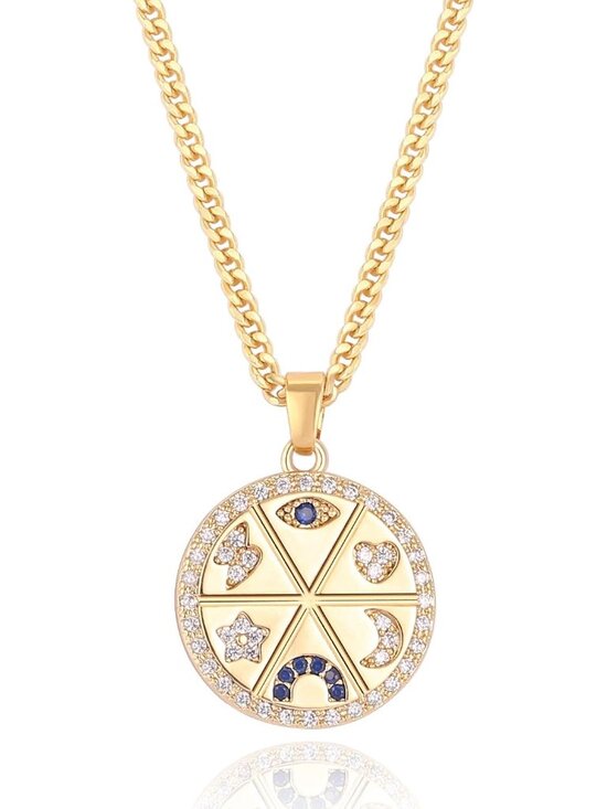 Jewelry - 18K Gold Plated Moon Star Lion Evil Eye Love Heart Cross Pendant Necklace Medall